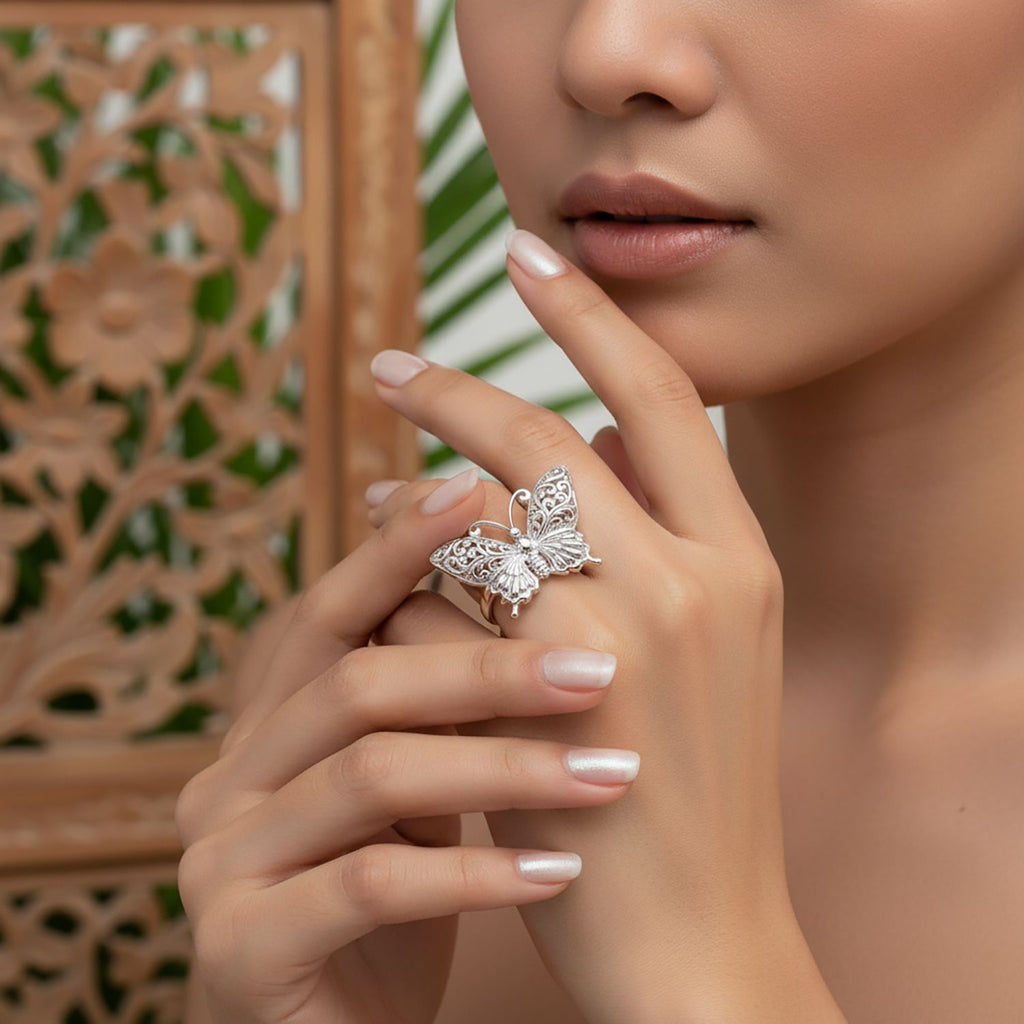 D'Joy Sterling Silver Butterfly Ring, Silver Wt. 5.60 Gms._8285845_2