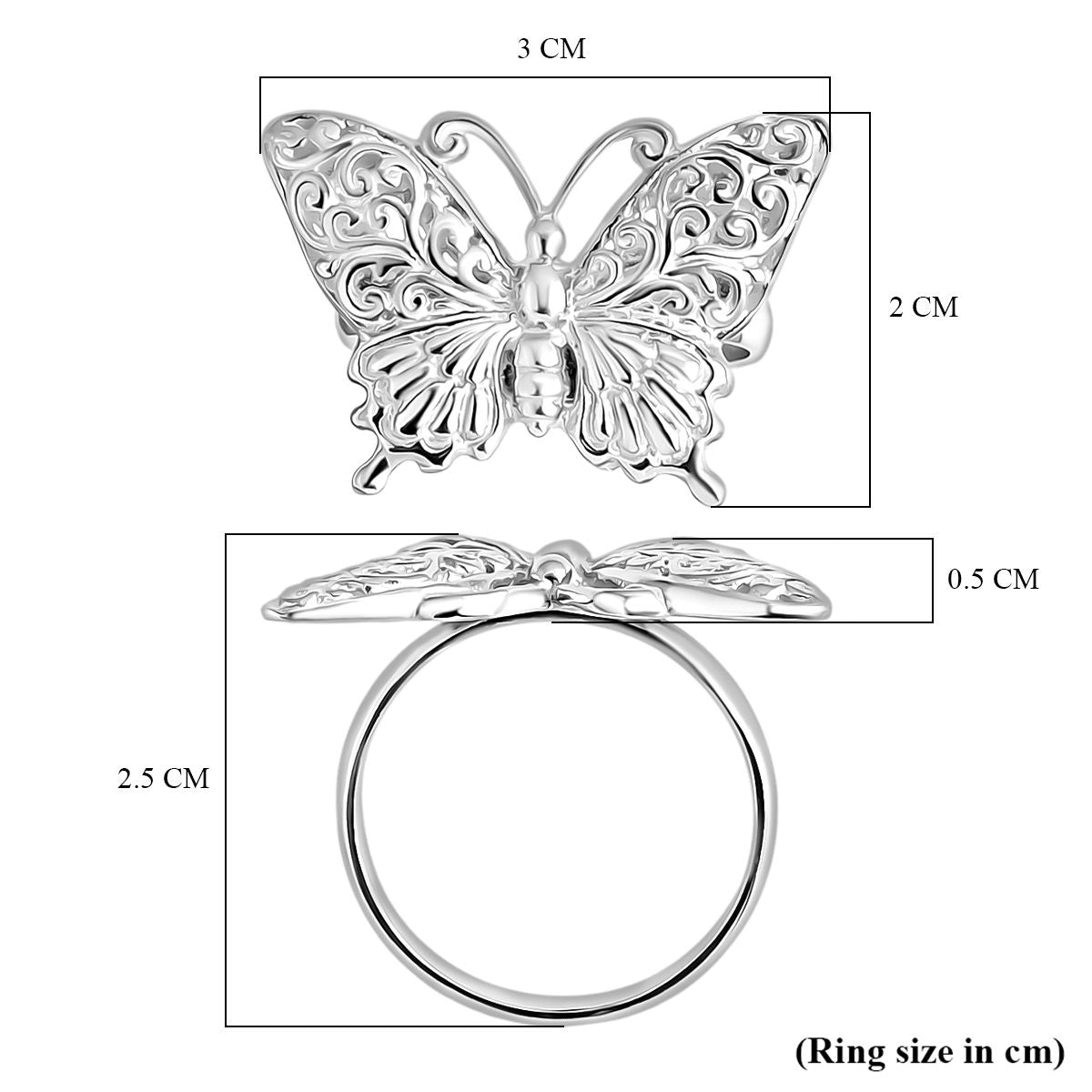 D'Joy Sterling Silver Butterfly Ring, Silver Wt. 5.60 Gms. V32607263 11