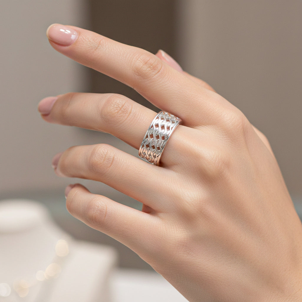 D'Joy Sterling Silver Band Ring, Silver Wt. 7.90 Gms. V32526234 3