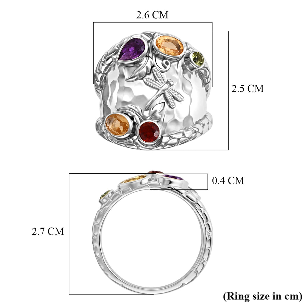 Royal Bali Collection - D'Joy Sterling Silver Multi-Gemstone Dragonfly Ring 1.70 Ct_8285979_5