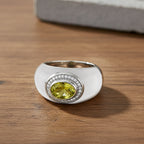 D'Joy Peridot, Natural White Jade & Moissanite Ring in Rhodium Overlay Sterling Silver 25.02 Ct, Silver Wt. 4.75 Gms._8286001_1
