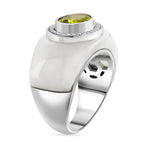 D'Joy Peridot, Natural White Jade & Moissanite Ring in Rhodium Overlay Sterling Silver 25.02 Ct, Silver Wt. 4.75 Gms._8286001_3