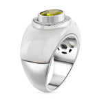 D'Joy Peridot, Natural White Jade & Moissanite Halo Band Ring in Rhodium Overlay Sterling Silver 25.00 Ct._8286003_3