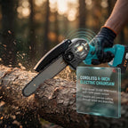 Livmore Handheld Cordless Chainsaw, 2x Batteries, 2x 6-Inch Chains - 20,000 Rpm Motor And 180W Power - Teal_8286077_1