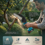 Livmore Handheld Cordless Chainsaw, 2x Batteries, 2x 6-Inch Chains - 20,000 Rpm Motor And 180W Power - Teal_8286077_2