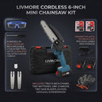 Livmore Handheld Cordless Chainsaw, 2x Batteries, 2x 6-Inch Chains - 20,000 Rpm Motor And 180W Power - Teal_8286077_5