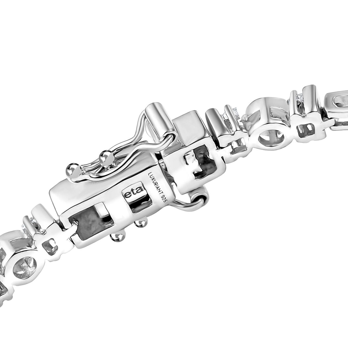 LUXURIANT 1 Ct. Lab Grown Diamond Station Bar Bracelet  (Size - 7.5) with GB Box Clasp in Rhodium Overlay Sterling Silver 8286153 4