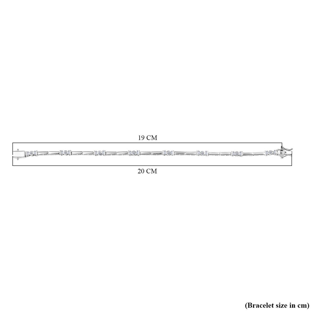 Luxuriant Lab Grown Diamond (SI/GH) Tennis Bracelet 1 Row (Size 7.5) with GB Lock Box in Rhodium Overlay Sterling Silver 1.00 Ct, Silver Wt. 10.03 Gms._8286153_4