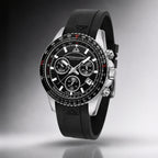 Christophe Duchamp Velocite V2 Swiss Z60 Chronograph 10ATM Mens Watch with Black Dial and Silicone Strap