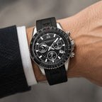 Christophe Duchamp Velocite V2 Swiss Z60 Chronograph 10ATM Mens Watch with Black Dial and Silicone Strap