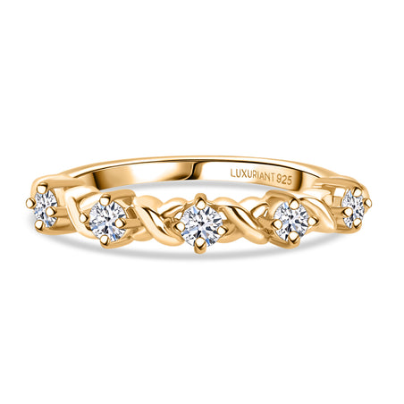 LUXURIANT Lab Grown Diamond XOXO Band Ring in 18K Vermeil Yellow Gold Plated Sterling Silver 0.36 Ct. (SI-GH) 8286251 1