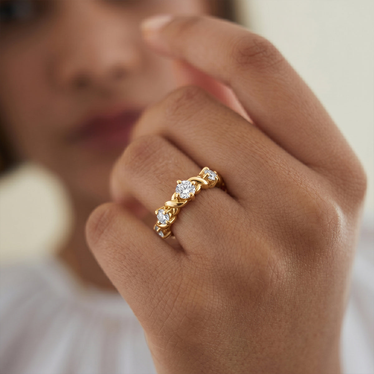 LUXURIANT Lab Grown Diamond XOXO Band Ring in 18K Vermeil Yellow Gold Plated Sterling Silver 0.36 Ct. (SI-GH) 8286251 4