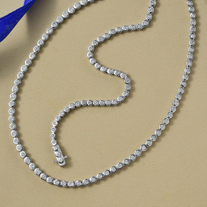 LUXURIANT 6 Ct. Lab Grown Diamond Line Necklace in Rhodium Overlay Sterling Silver, 20 Inch 8286596 2