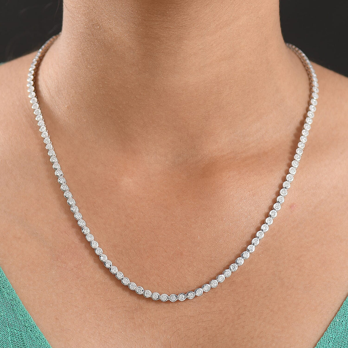 LUXURIANT 6 Ct. Lab Grown Diamond Line Necklace in Rhodium Overlay Sterling Silver, 20 Inch 8286596 3