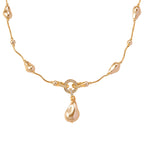 Golden Shell Pearl & White Cubic Zirconia Necklace (Size 24) in Yellow Gold Plated_8286828