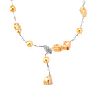Golden Shell Pearl, White Cubic Zirconia & White Shell Pearl Necklace (Size 27.5 Adjustable) in Silver Tone_8286900