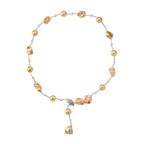 Golden Shell Pearl, White Cubic Zirconia & White Shell Pearl Necklace (Size 27.5 Adjustable) in Silver Tone_8286900_3