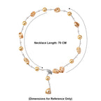 Golden Shell Pearl, White Cubic Zirconia & White Shell Pearl Necklace (Size 27.5 Adjustable) in Silver Tone_8286900_5