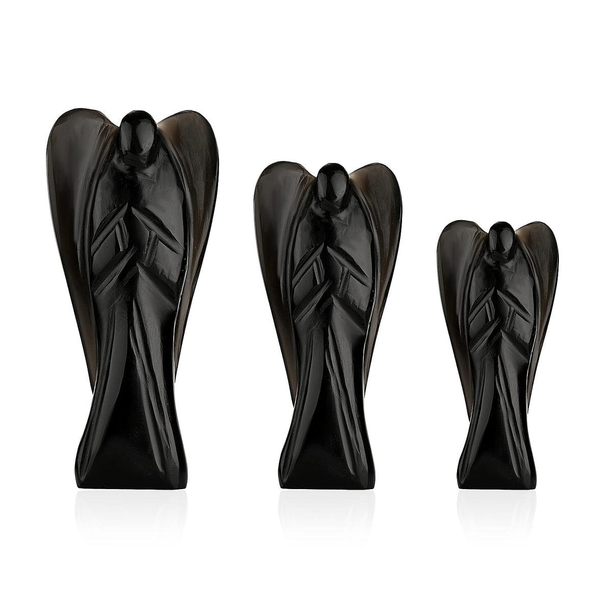 Bliss &amp; Beyond Set of 3 Black Obsidian Gemstone Angel V32358187 0