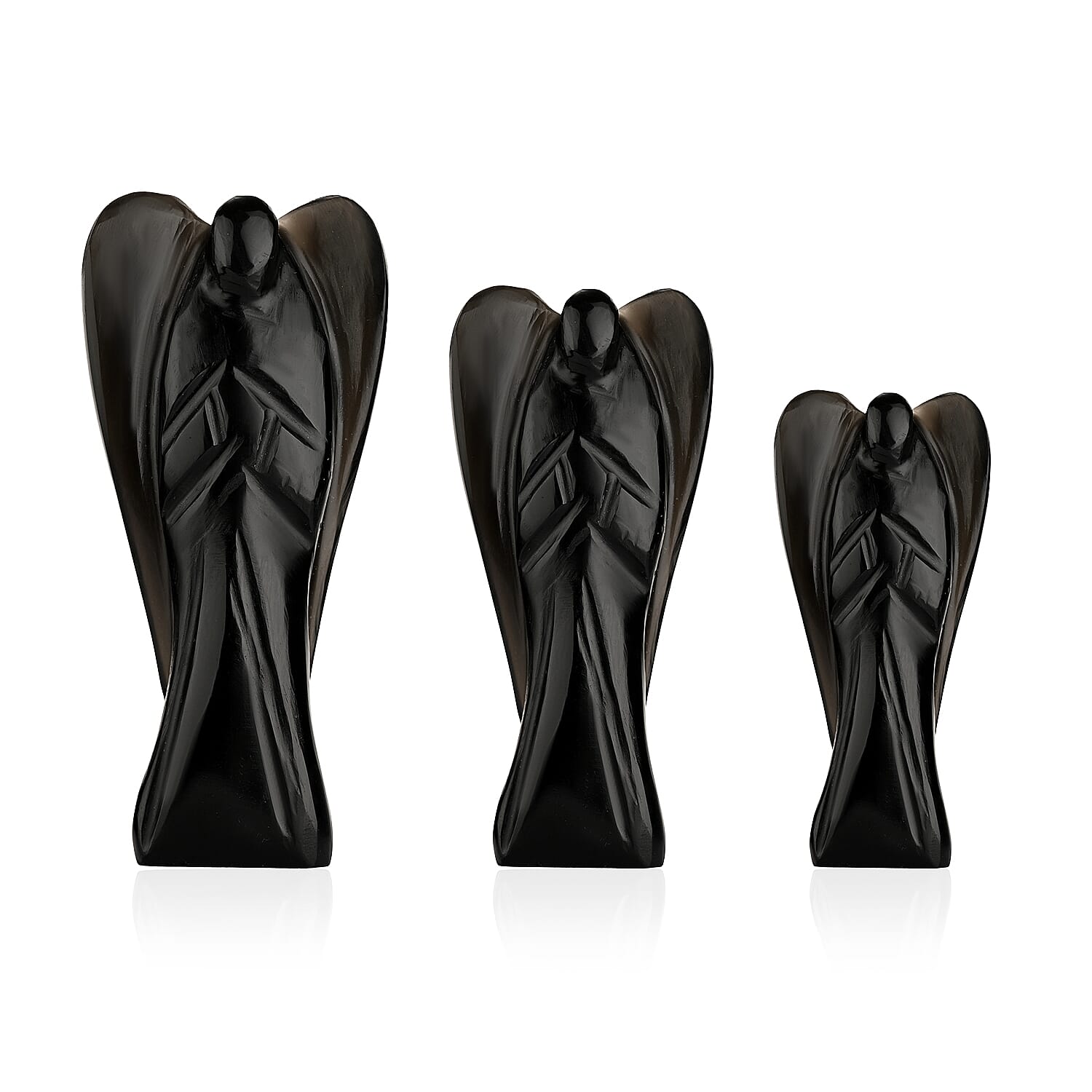 Bliss &amp; Beyond Set of 3 Black Obsidian Gemstone Angel V32358187 0