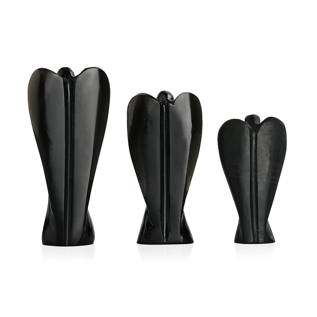 Bliss &amp; Beyond Set of 3 Black Obsidian Gemstone Angel V32534681 2