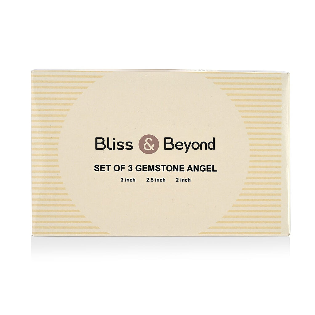 Bliss - Beyond Set of 3 Rose Quartz Gemstone Angel - Pink