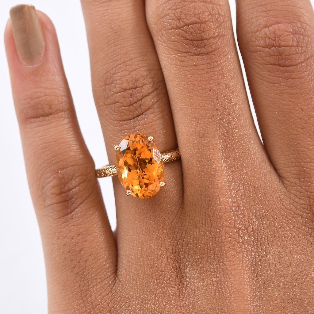 Luxoro 9K Yellow Gold Serra Gaucha Citrine Solitaire Ring 5.32 Ct._8287013_2