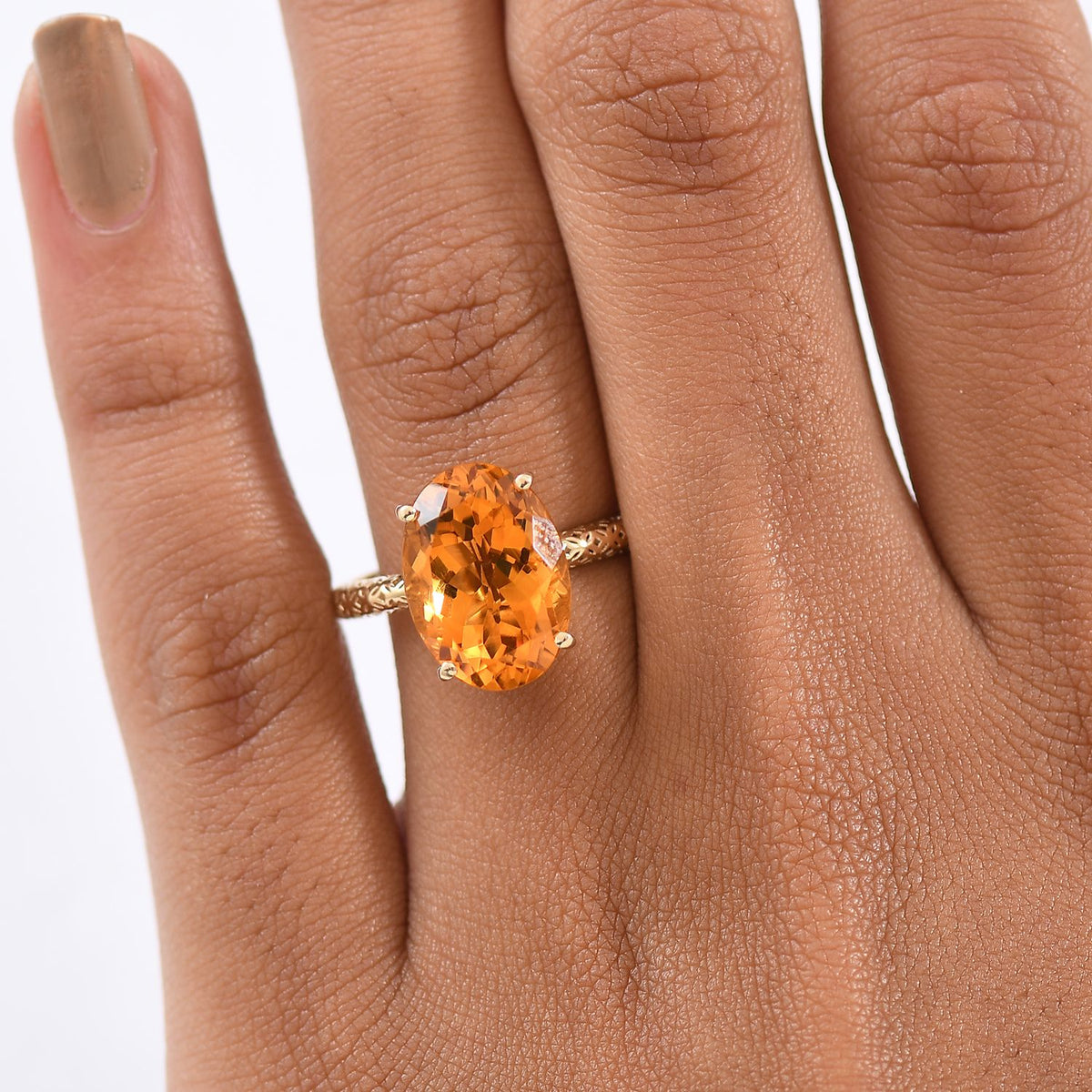 Luxoro 9K Yellow Gold Serra Gaucha Citrine Solitaire Ring 5.32 Ct. V32574131 2