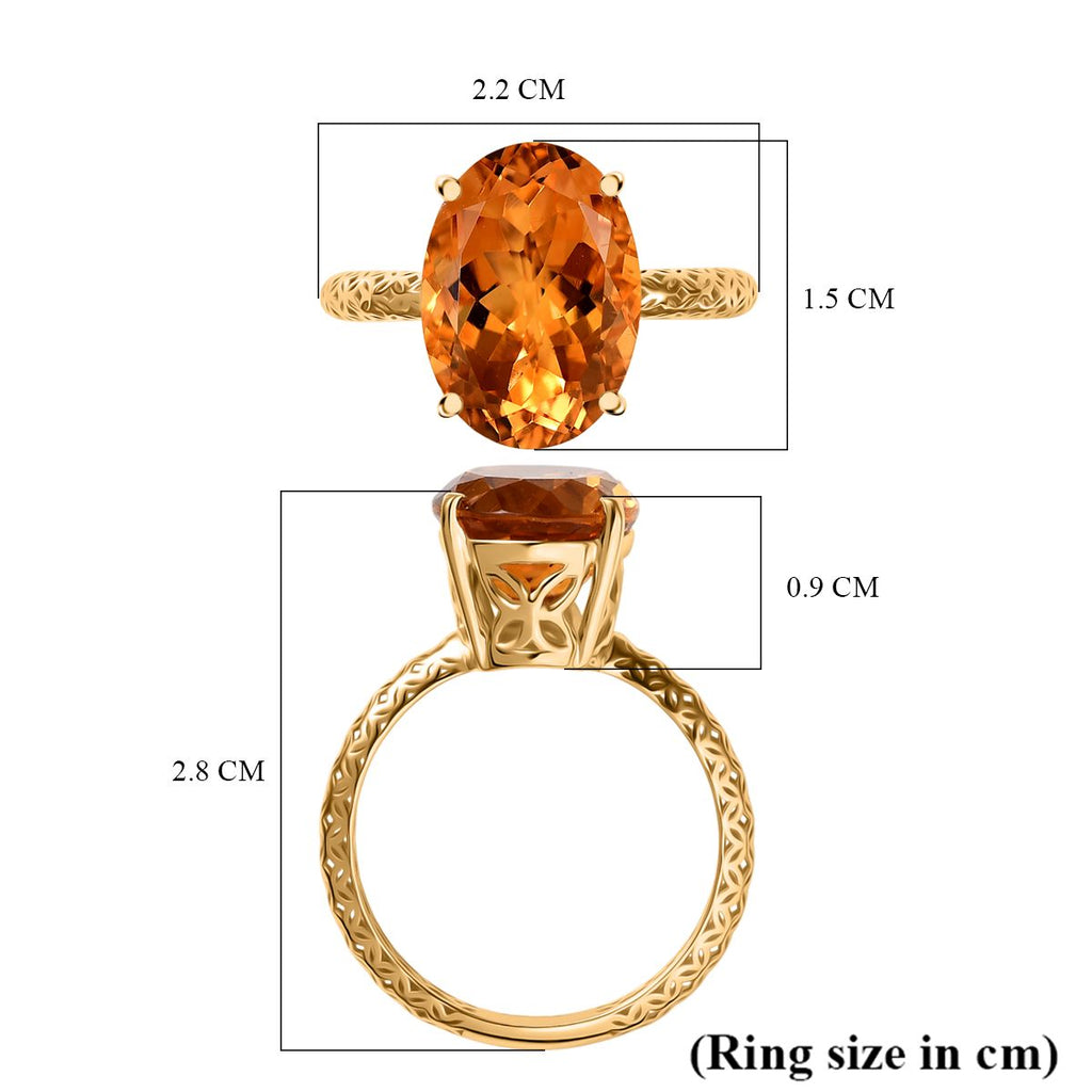 Luxoro 9K Yellow Gold Serra Gaucha Citrine Solitaire Ring 5.32 Ct._8287013_5