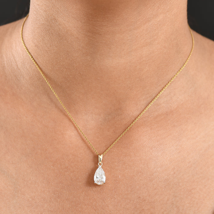 LUXURIANT 2 Ct. Lab Grown Diamond Pear-Cut Solitaire Pendant in 14K Yellow Gold IGI Certified (VS-EF) 8287057 2