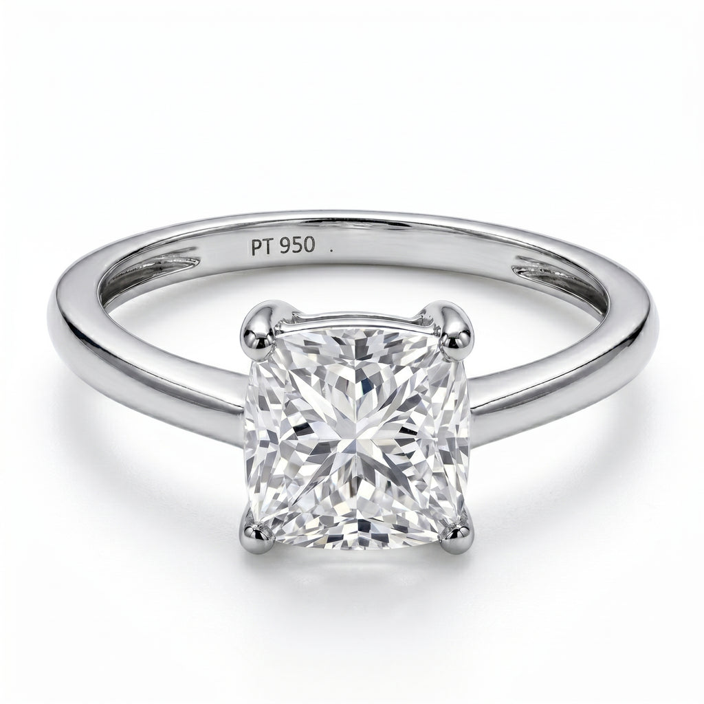 Luxuriant - 950 Platinum SGL Certified (VS/GH) Lab Grown Diamond Cushion Cut Ring 2.00 Ct, Platinum Wt. 4.35 Gms._8287096