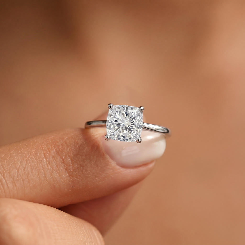 Luxuriant - 950 Platinum SGL Certified (VS/GH) Lab Grown Diamond Cushion Cut Ring 2.00 Ct, Platinum Wt. 4.35 Gms._8287096_4