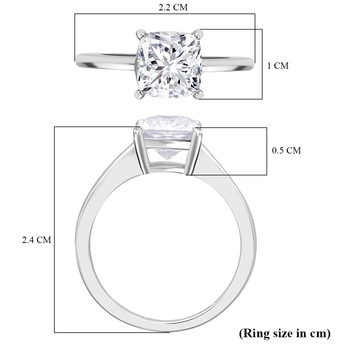 LUXURIANT 2 Ct. Lab Grown Diamond Cushion Cut Solitaire Platinum Ring 8287096 6