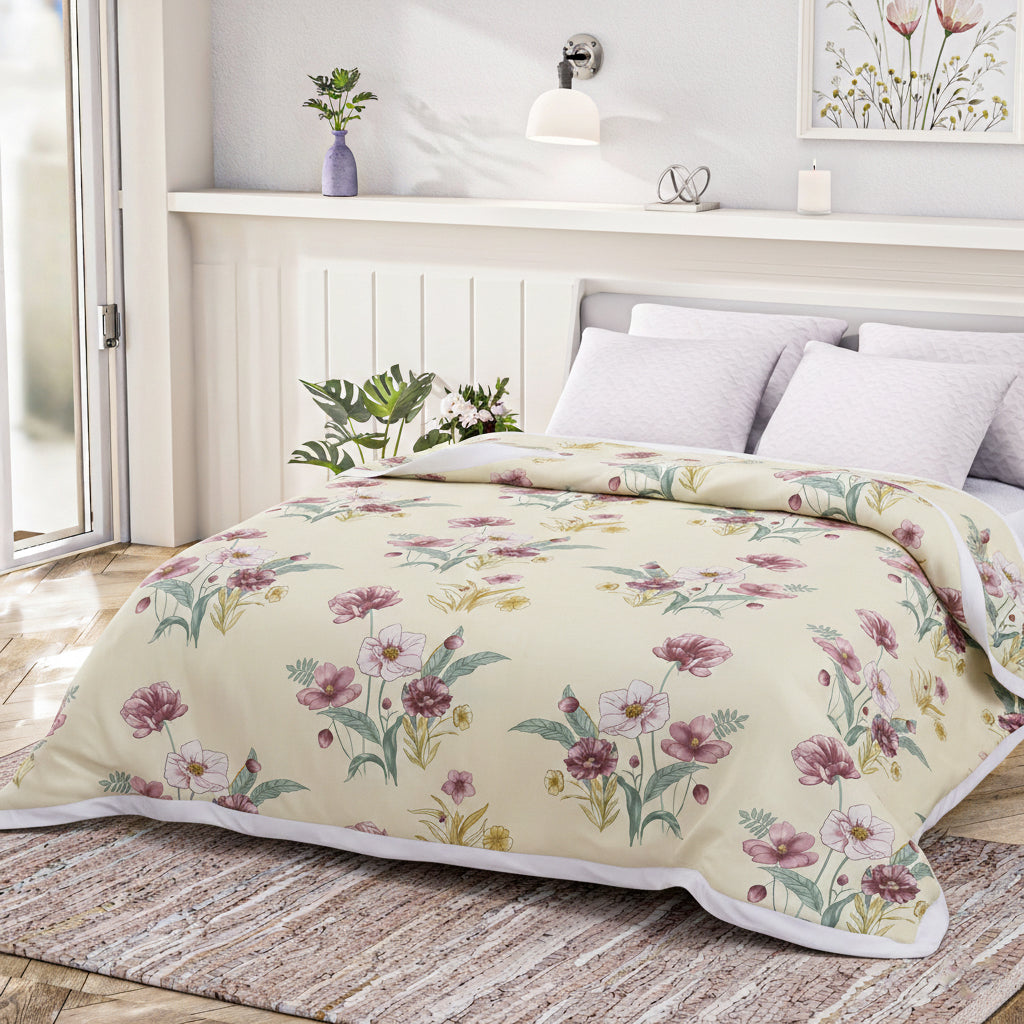 Livmore 4 Season Temperature Regulating Dohar (218 x 228 CM) - Cream & Light Purple_8287108