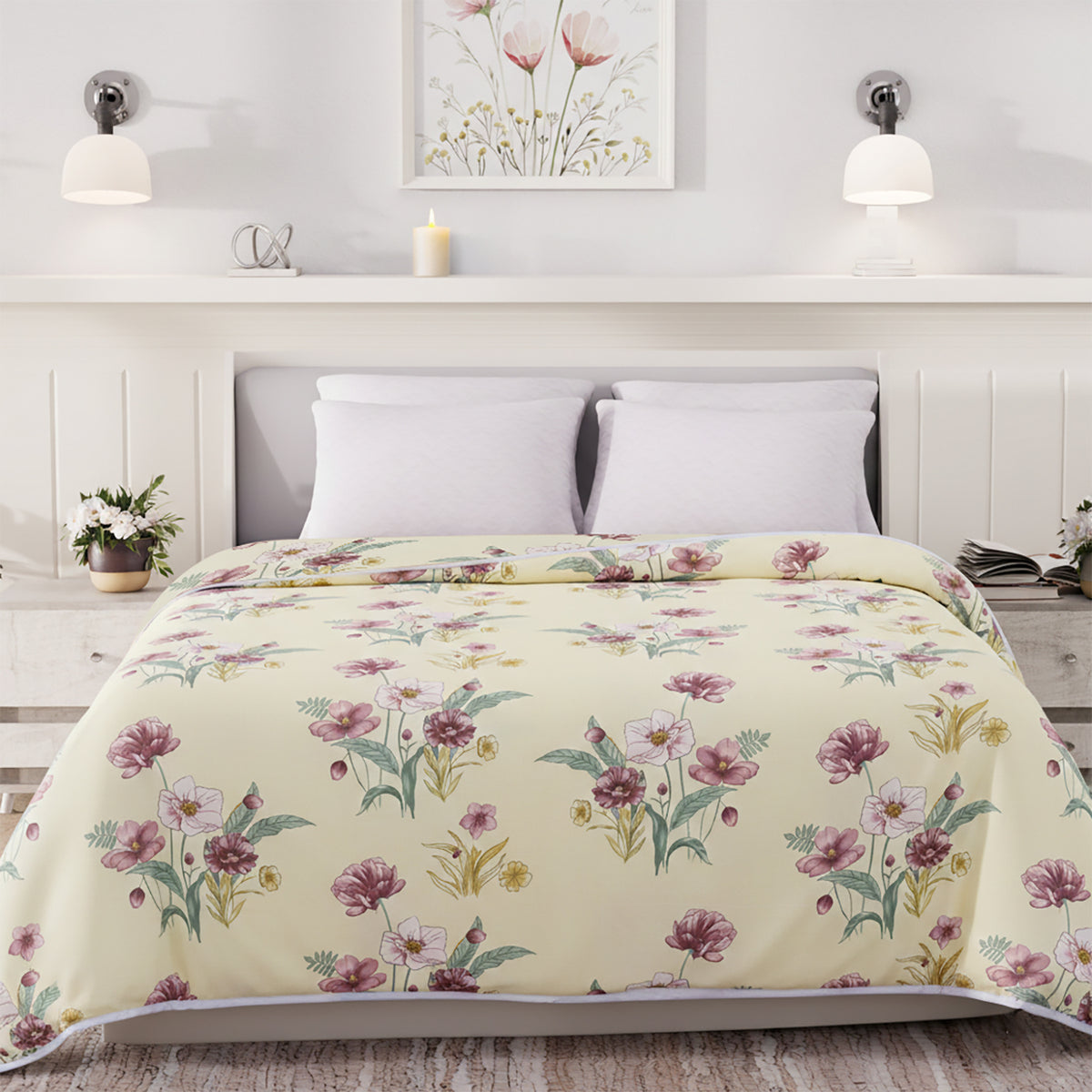 Livmore 4 Season Temperature Regulating Dohar (218 x 228 CM) - Cream &amp; Light Purple V32588649 2
