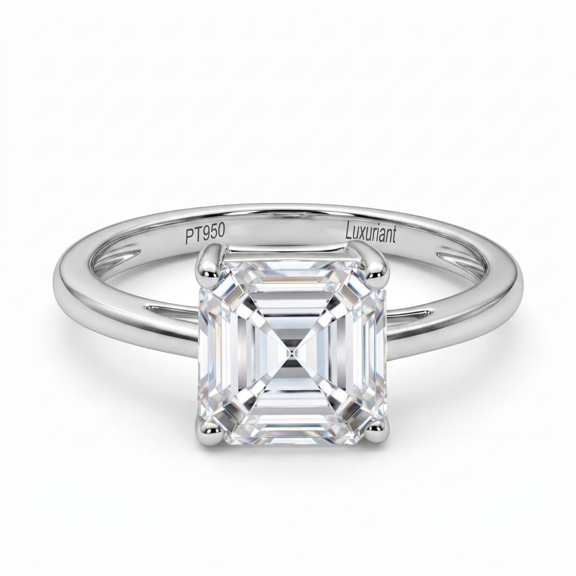 LUXURIANT 2 Ct. Lab Grown Diamond Asscher Cut Solitaire Platinum Ring 8287167 0