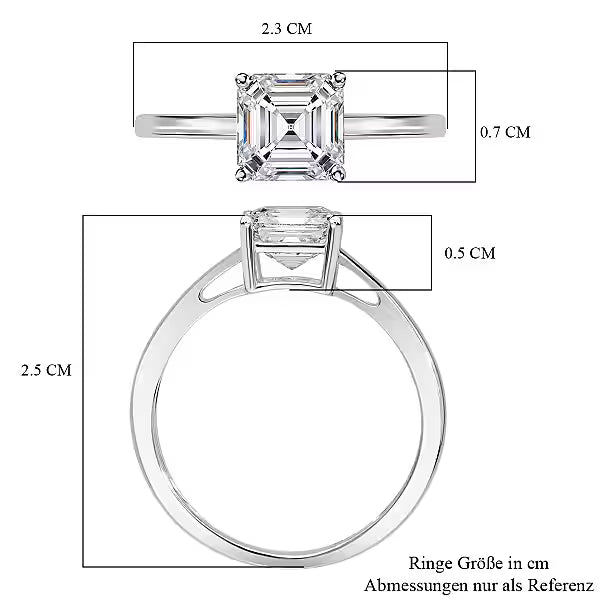 LUXURIANT 2 Ct. Lab Grown Diamond Asscher Cut Solitaire Platinum Ring 8287167 6