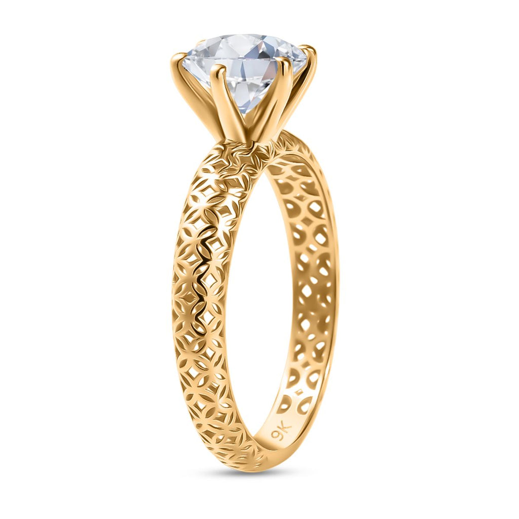9K Yellow Gold Moissanite Solitaire Mirage Ring 1.76 Ct._8287214_3