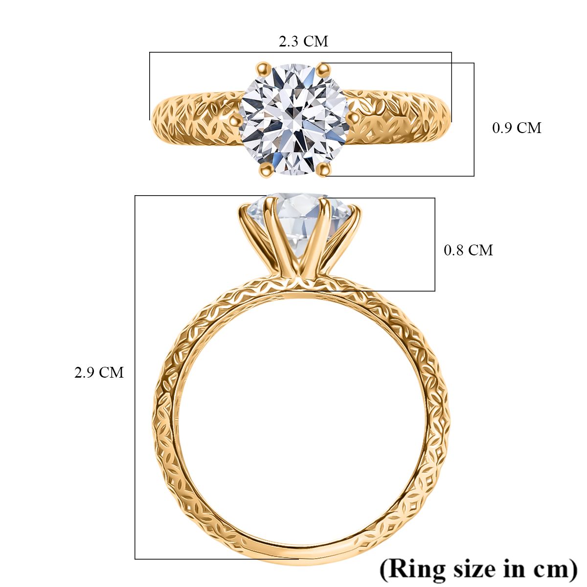 1.8 Ct. Moissanite Solitaire Ring in 9K Yellow Gold 8287214 6