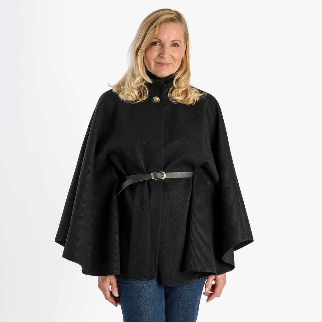 Pure And Natural Classic Cape With Belt (One Size) - Black_8287288