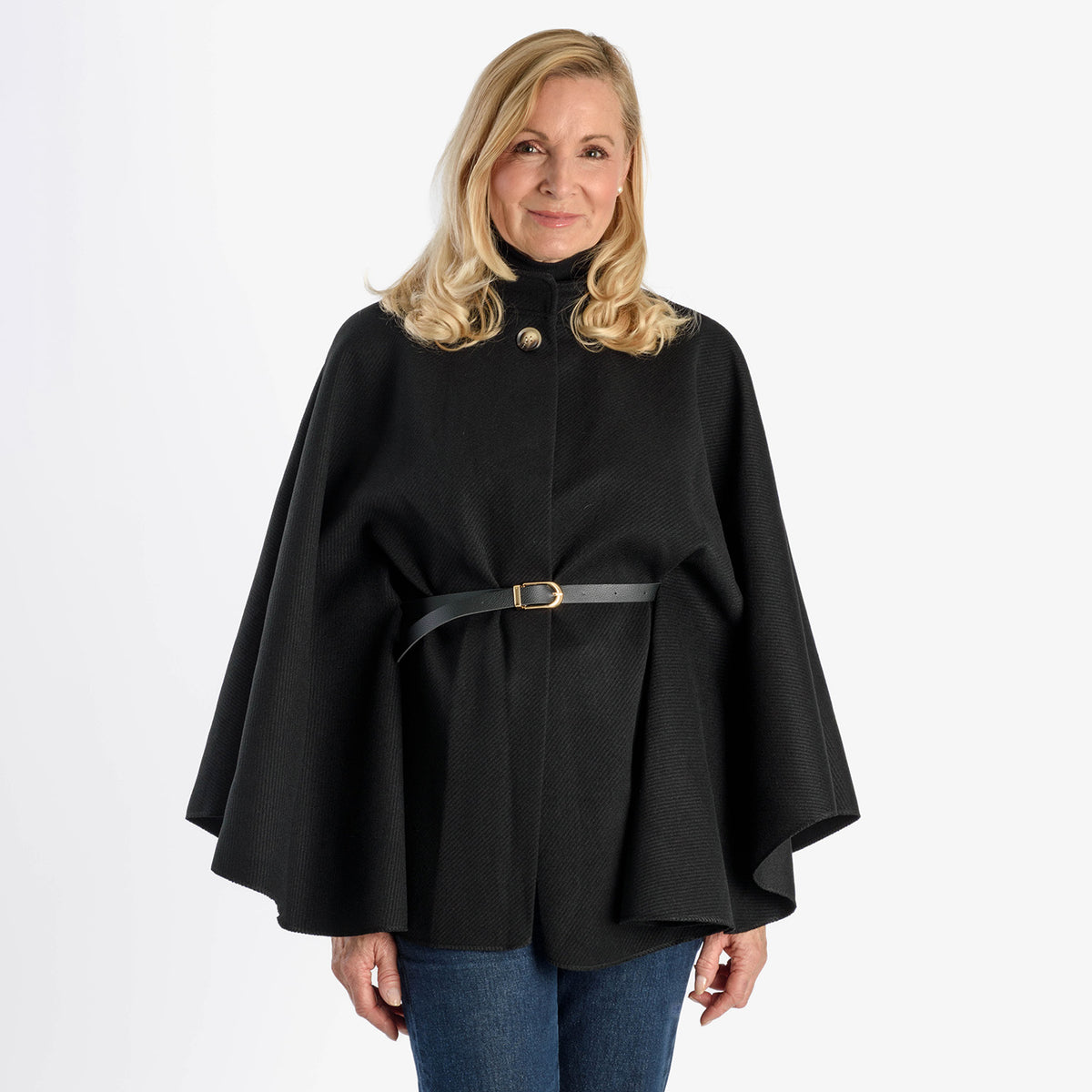 Pure And Natural Classic Cape With Belt (One Size) - Black V32569752 0