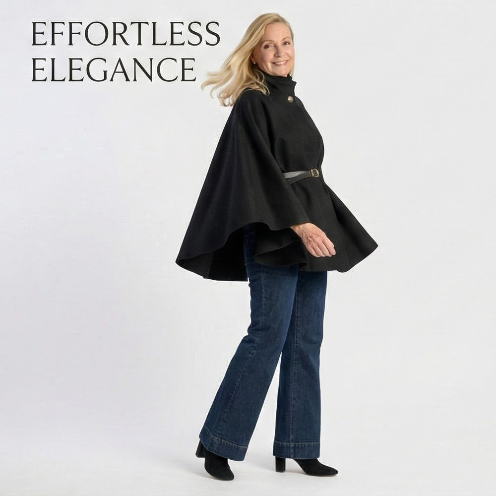 Pure And Natural Classic Cape With Belt (One Size) - Black_8287288_1
