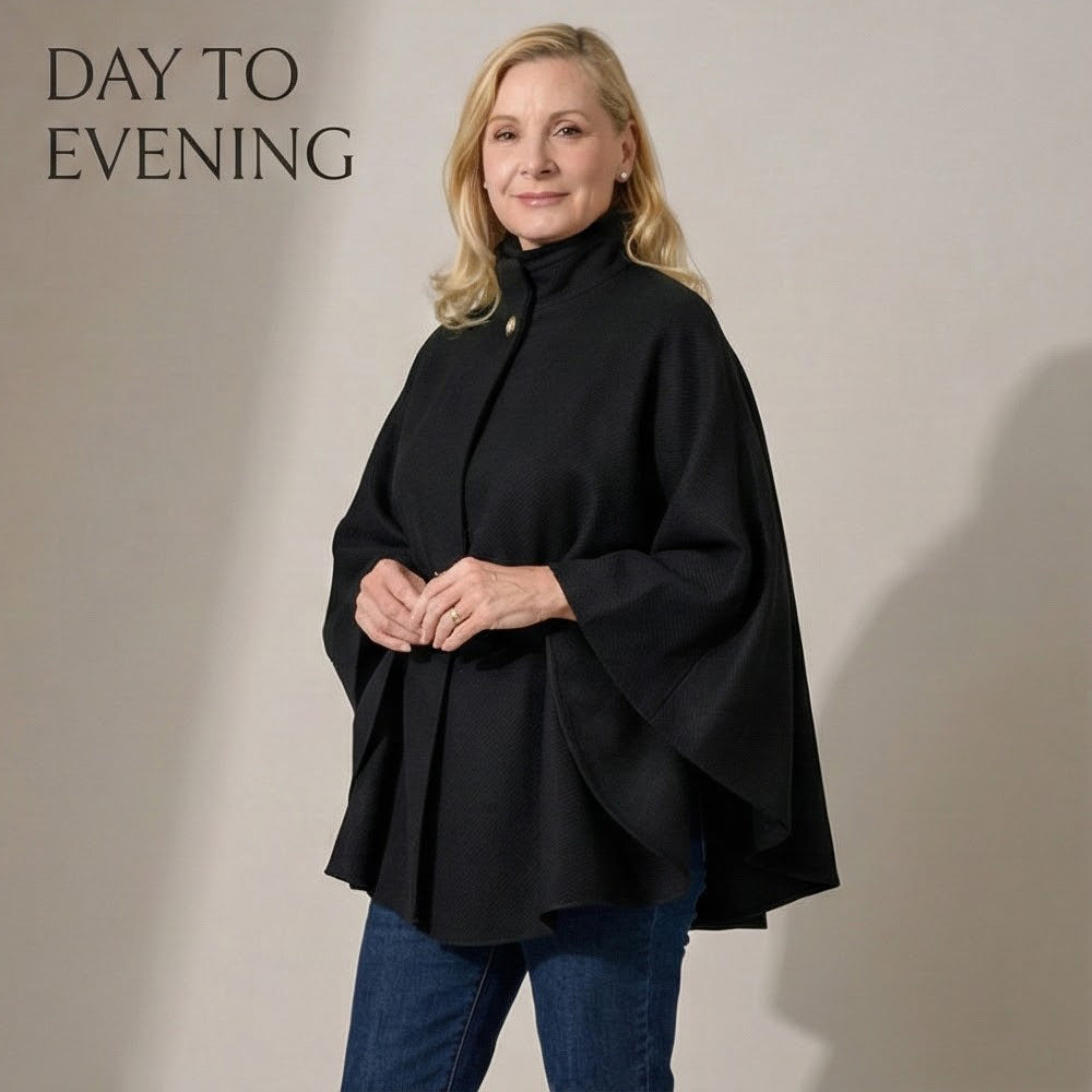 Pure And Natural Classic Cape With Belt (One Size) - Black V32569752 3