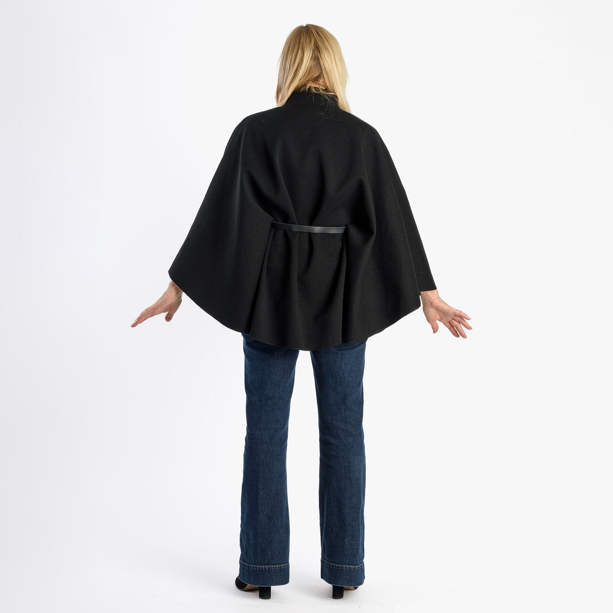 Pure And Natural Classic Cape With Belt (One Size) - Black V32569752 6