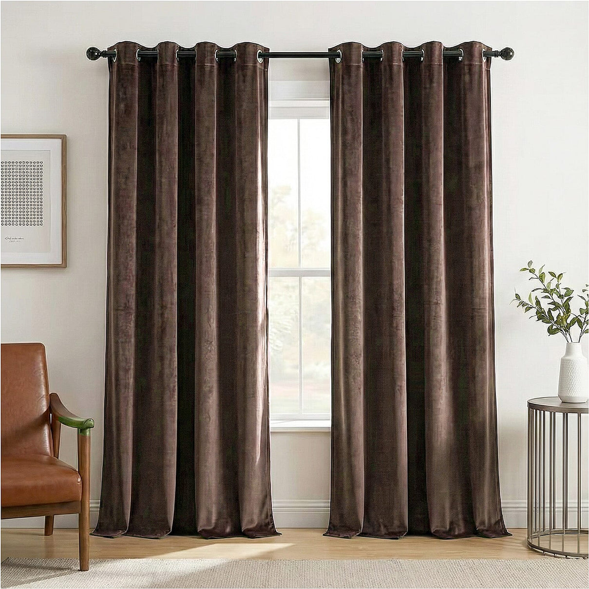 Closeout Offer - Crushed Velvet Ring Top Lined Curtains (66 x 54 inch) - Chocolate 8287302 0