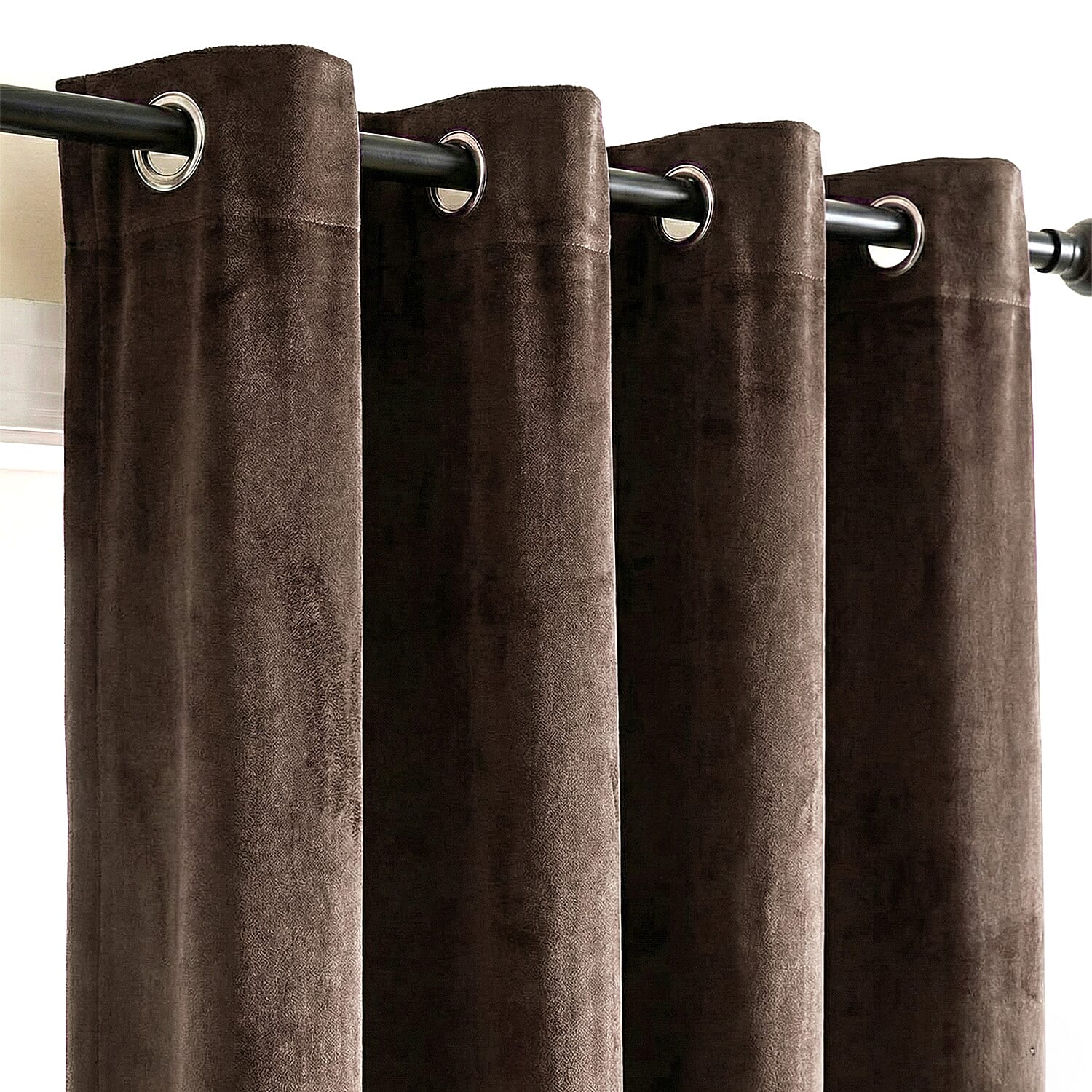Closeout Offer - Crushed Velvet Ring Top Lined Curtains (66 x 54 inch) - Chocolate 8287302 1