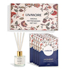 Livmore Jasmine Home Fragrance Set -  Contains 50ml Reed Diffuser with 4 Reed Sticks and 6 Fragrance Sachets_8287419