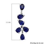 D'Joy - Masoala Sapphire Dangling Earring with Push Post in Rhodium Overlay Sterling Silver 6.60 Ct._8287471_5