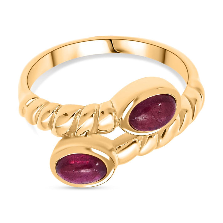 D'Joy Cabo Delgado Ruby Bypass Ring in Yellow Gold Plated Sterling Silver 1.51 Ct. 8287511 1