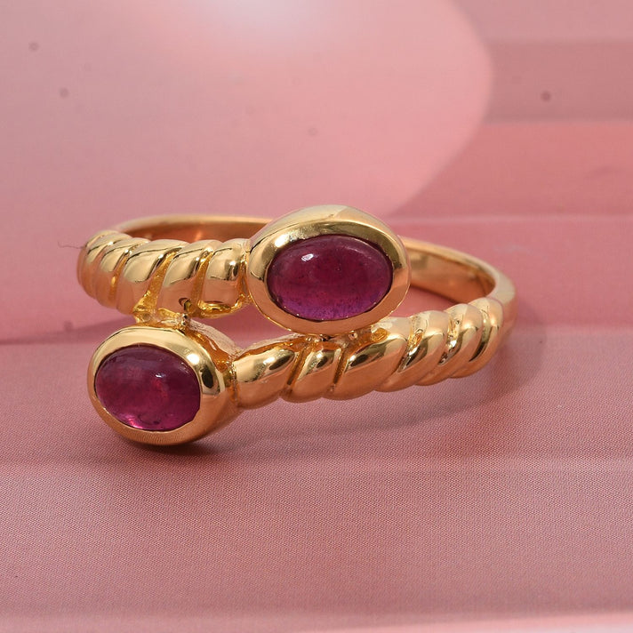 D'Joy Cabo Delgado Ruby Bypass Ring in Yellow Gold Plated Sterling Silver 1.51 Ct. 8287511 2